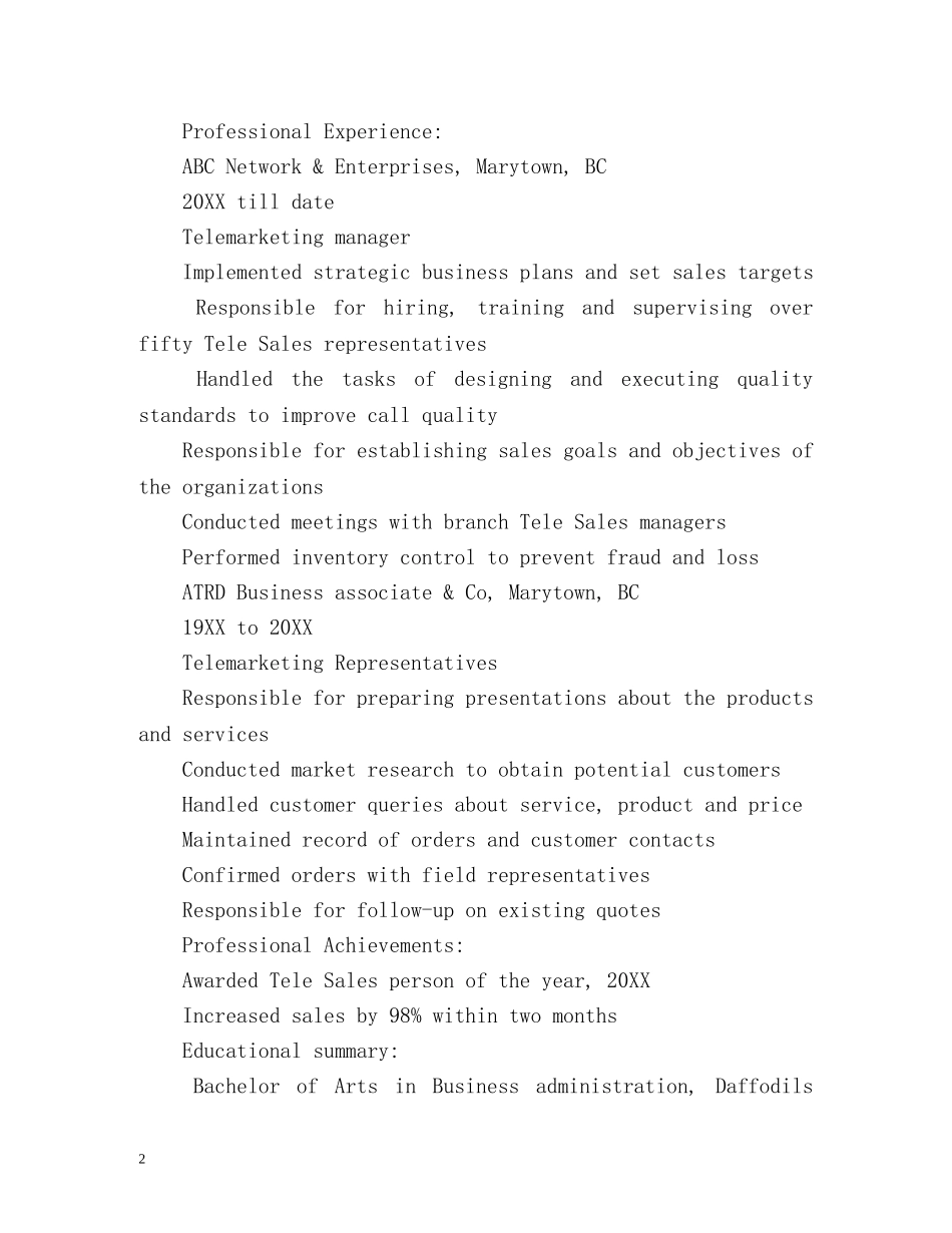 市场营销英文简历自我介绍 _第2页