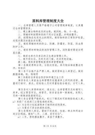 原料库管理制度大全