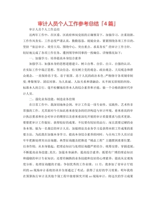 审计人员个人工作参考总结「4篇」 