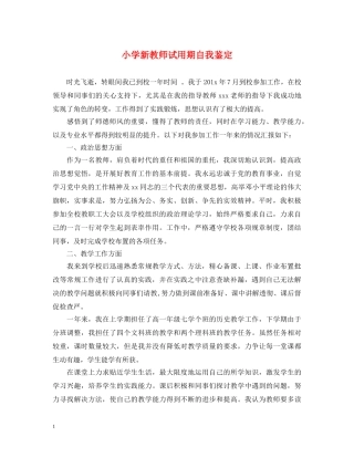 小学新教师试用期自我鉴定 