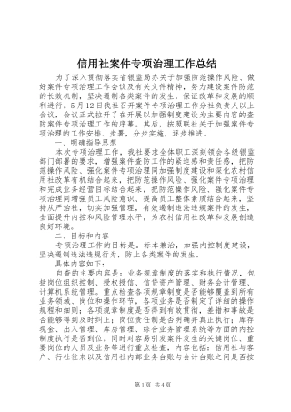 信用社案件专项治理工作总结 (3)