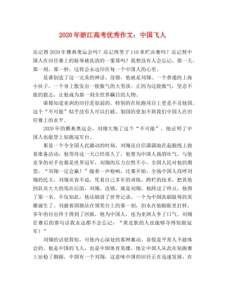 2024年浙江高考优秀作文中国飞人 