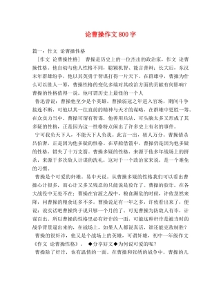 论曹操作文800字 
