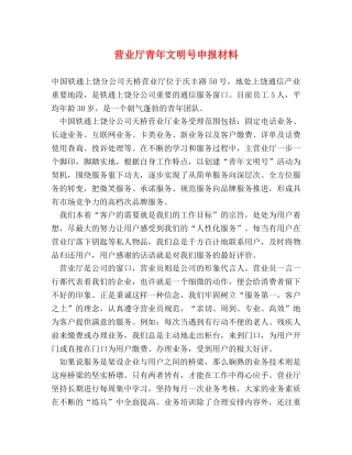 营业厅青年文明号申报材料 