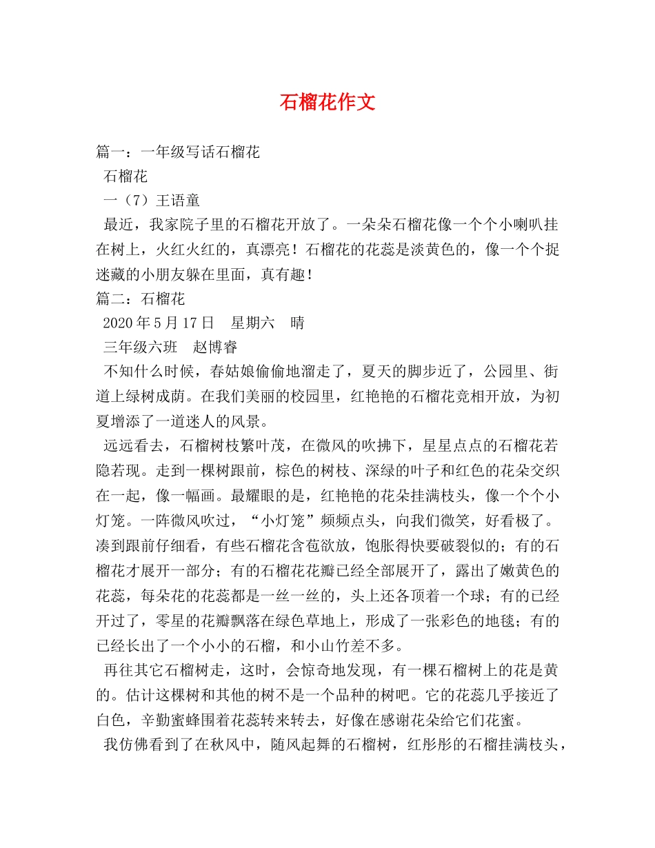 石榴花作文 _第1页