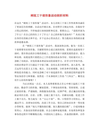 树组工干部形象活动剖析材料 