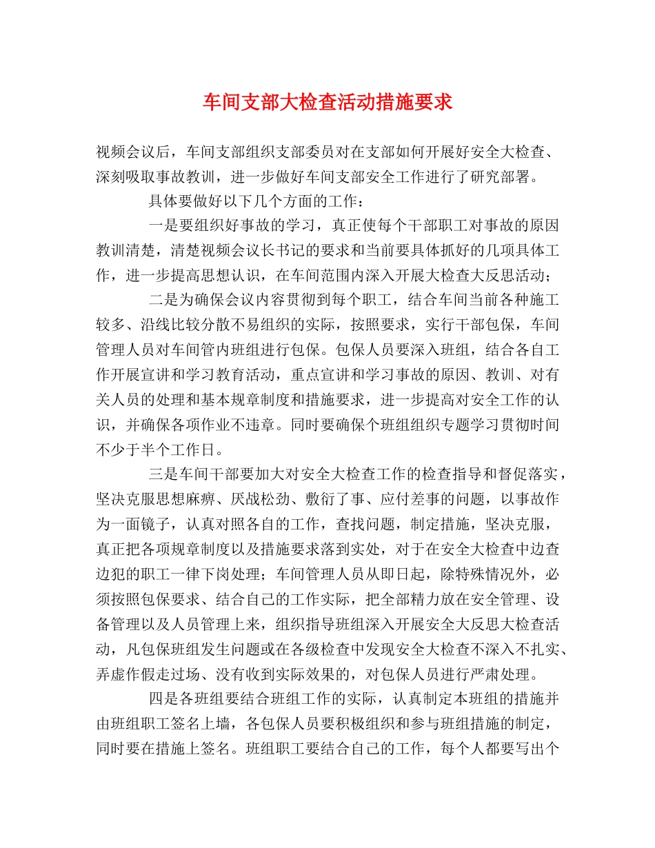 车间支部大检查活动措施要求 _第1页