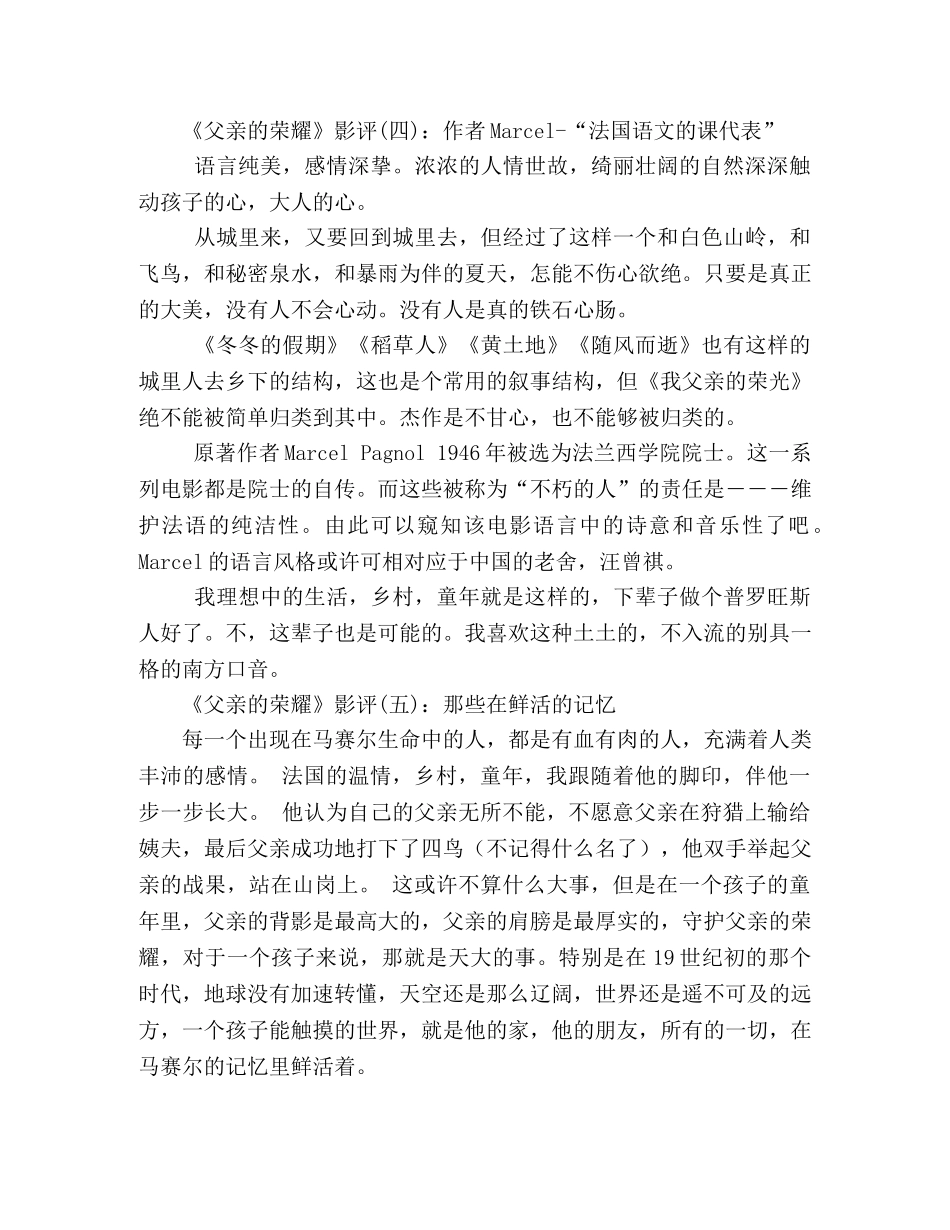 《父亲的荣耀》好看吗？经典影评10篇 _第2页