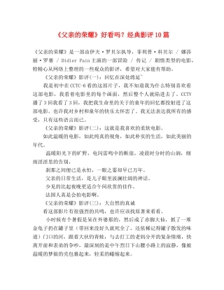 《父亲的荣耀》好看吗？经典影评10篇 