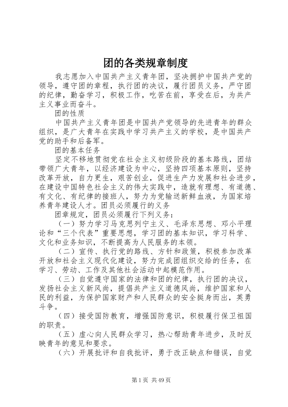 团的各类规章制度_第1页