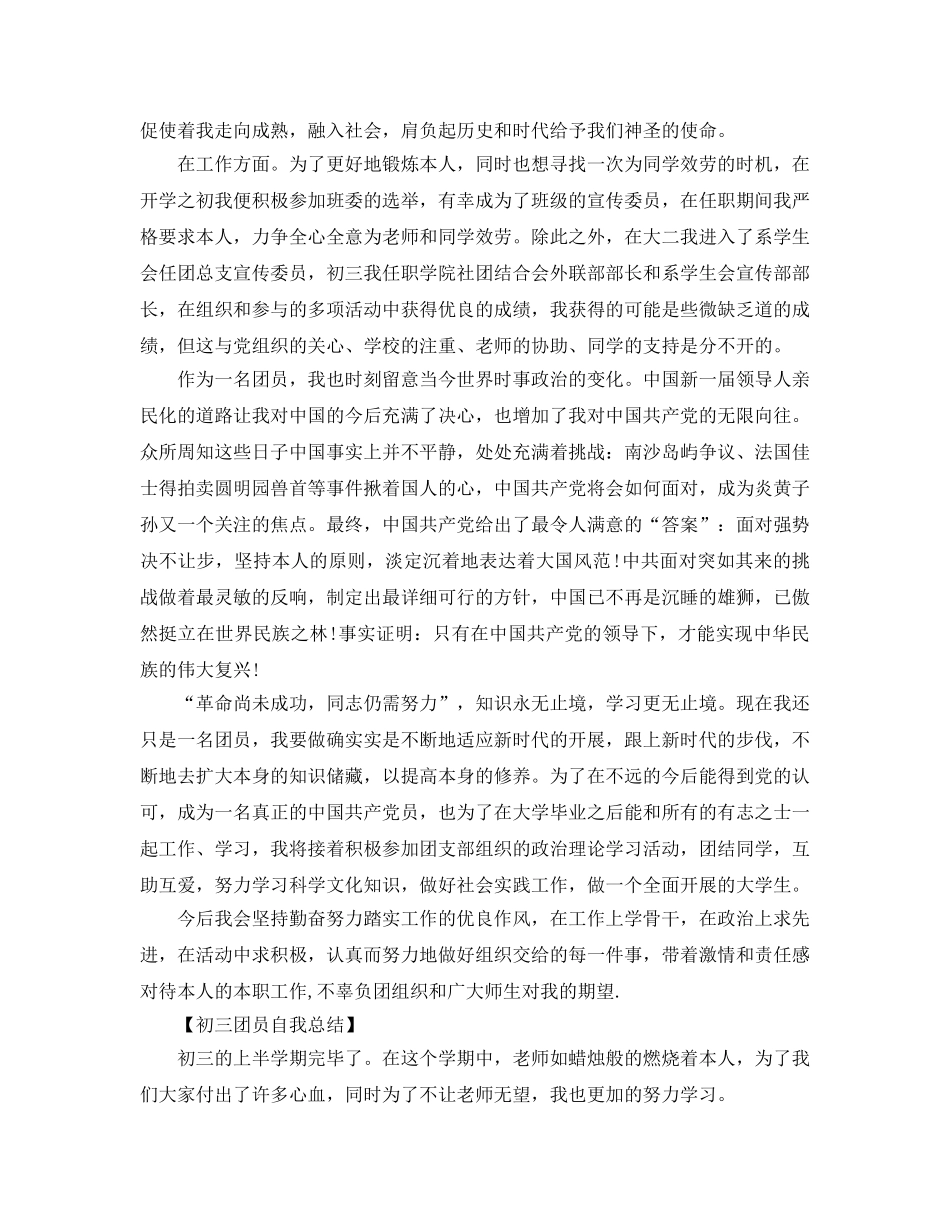 初三共青团员自我参考总结 _第2页