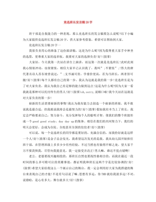 竞选班长发言稿20字 