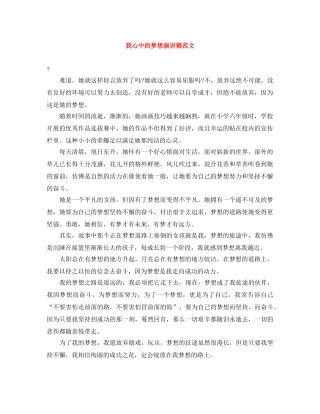 我心中的梦想演讲稿范文 