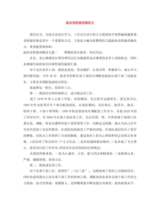 副处竞职演讲稿范文 