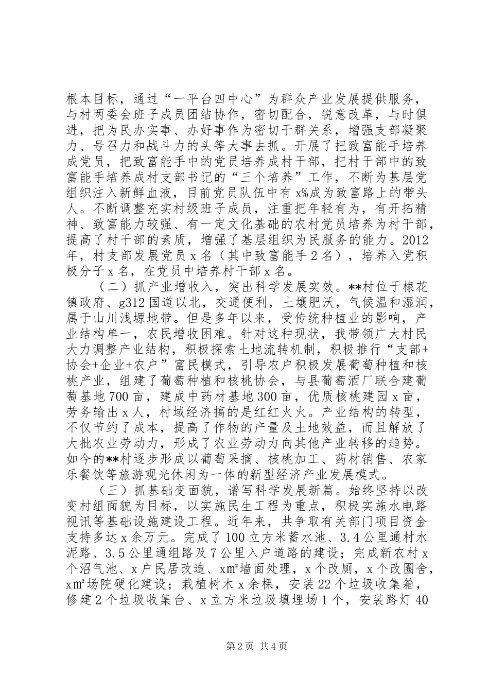 XX年度村党支部书记个人工作总结_第2页