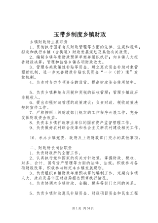 玉带乡制度乡镇财政