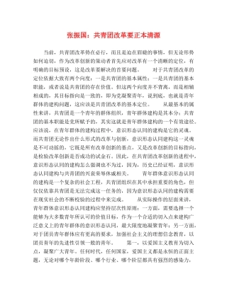 张振国共青团改革要正本清源 