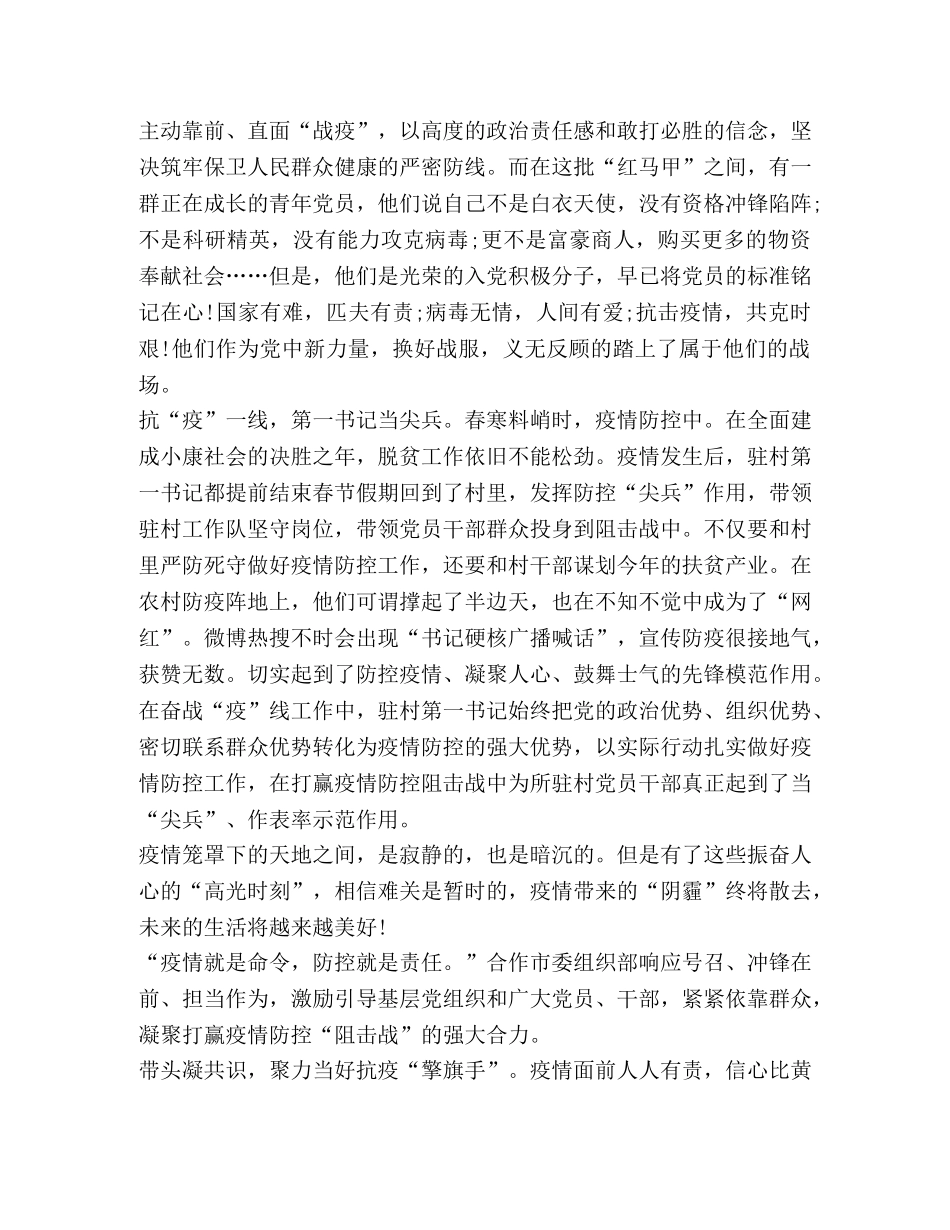 关于战役一线党旗红心得作文800字 _第2页