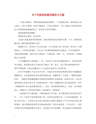 关于民族团结演讲稿范文五篇 