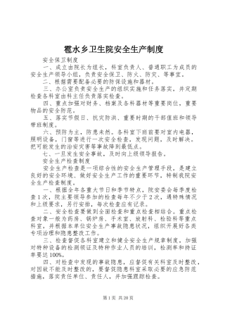 雹水乡卫生院安全生产制度