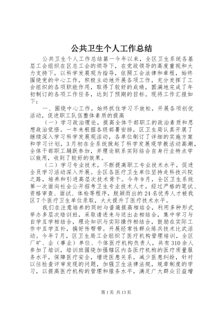 公共卫生个人工作总结 (3)