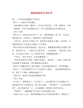 我的初恋作文800字 