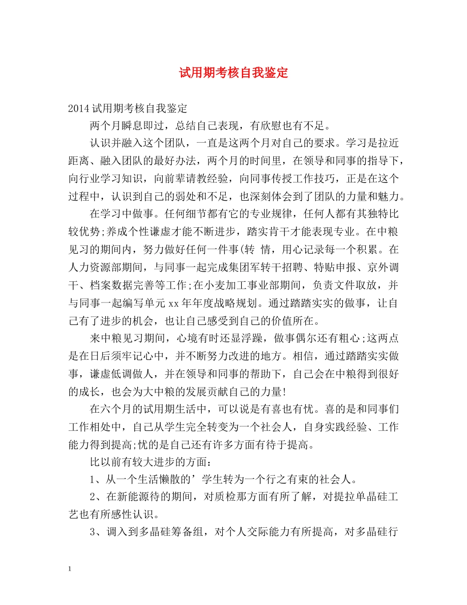 试用期考核自我鉴定 (2) _第1页