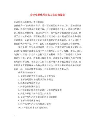 会计电算化科目实习生自我鉴定 