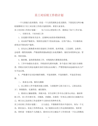 员工对后续工作的计划