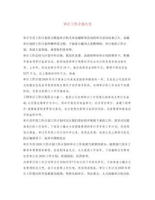 审计工作计划大全