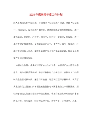 2020年煤炭局年度工作计划
