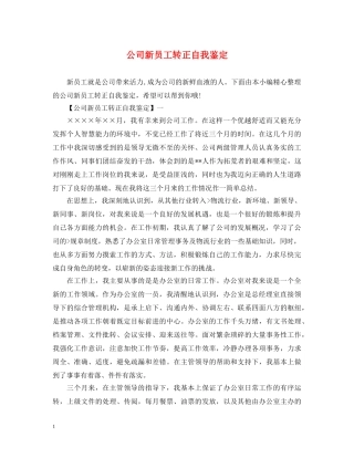 公司新员工转正自我鉴定 