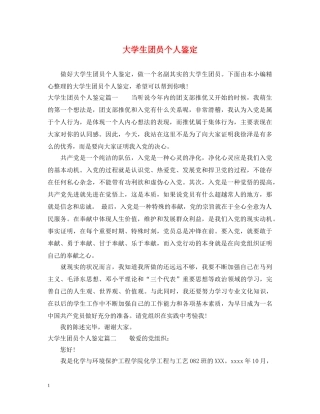大学生团员个人鉴定 