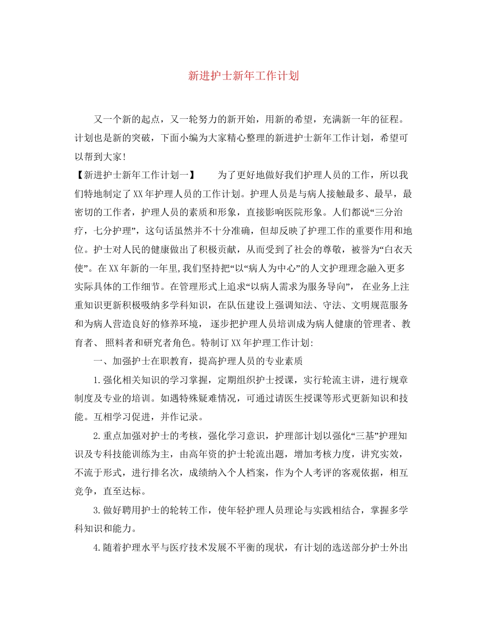 新进护士新年工作计划_第1页
