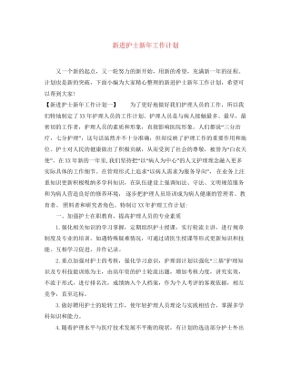 新进护士新年工作计划