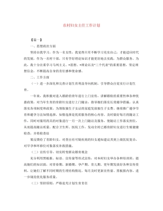 农村妇女主任工作计划3
