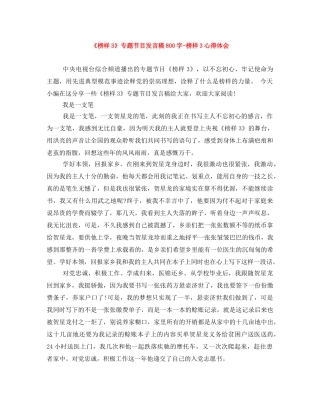 《榜样3》专题节目发言稿800字-榜样3心得体会 