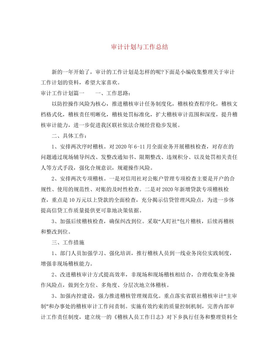 审计计划与工作总结_第1页
