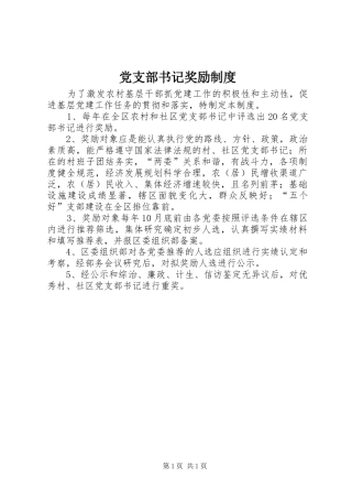 党支部书记奖励制度