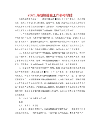 2024局随机抽查工作参考总结 