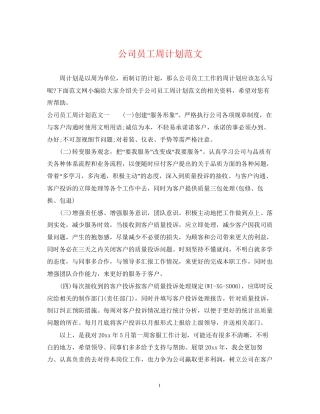 公司员工周计划范文