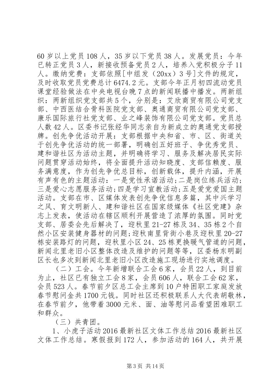 XX年社区文体工作心得体会总结_第3页