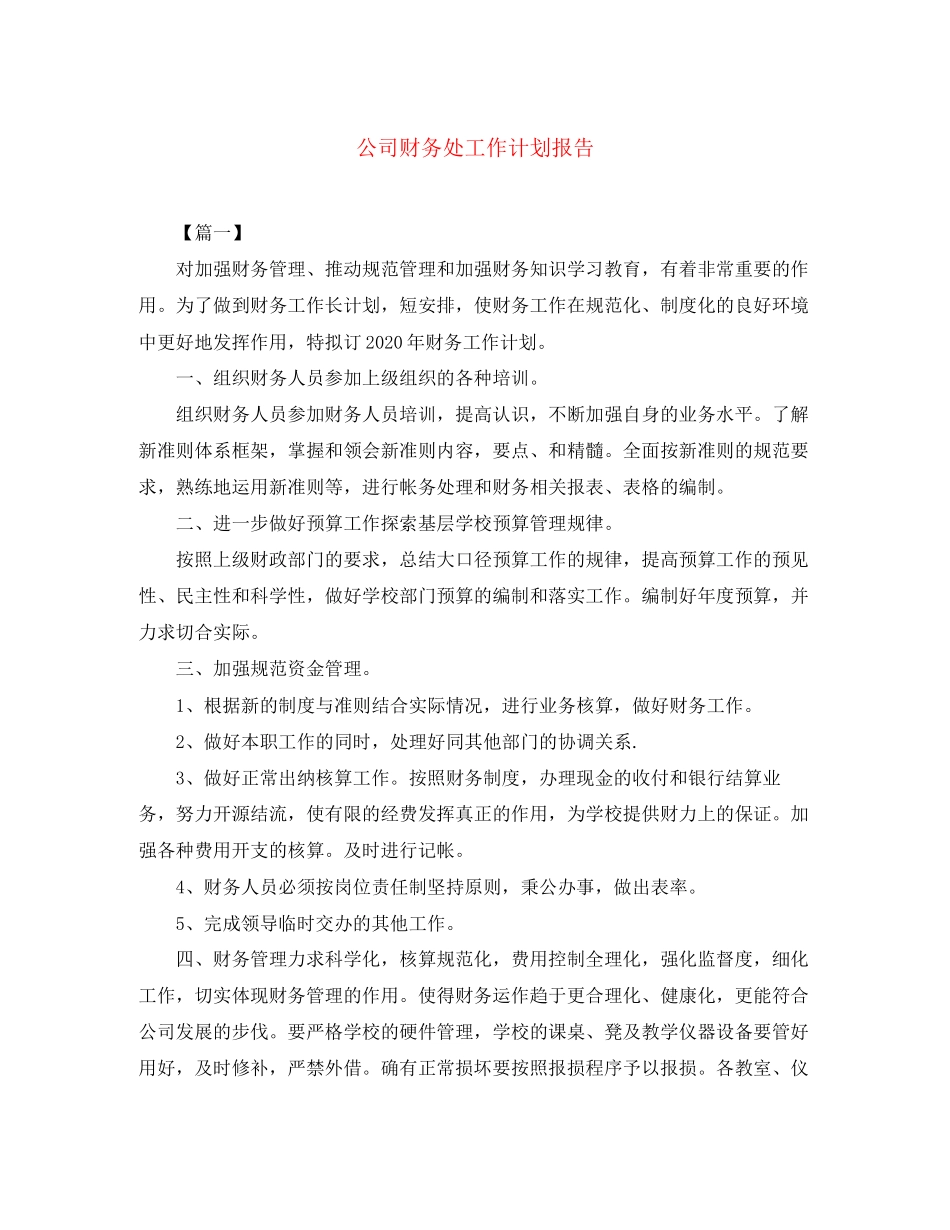 公司财务处工作计划报告_第1页