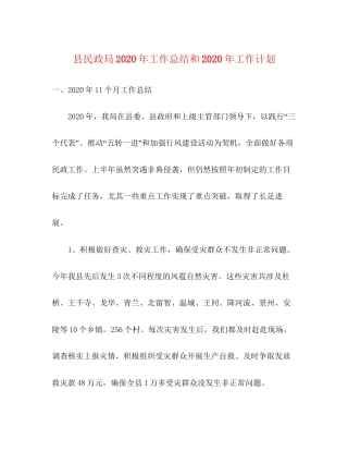 县民政局年工作总结和年工作计划