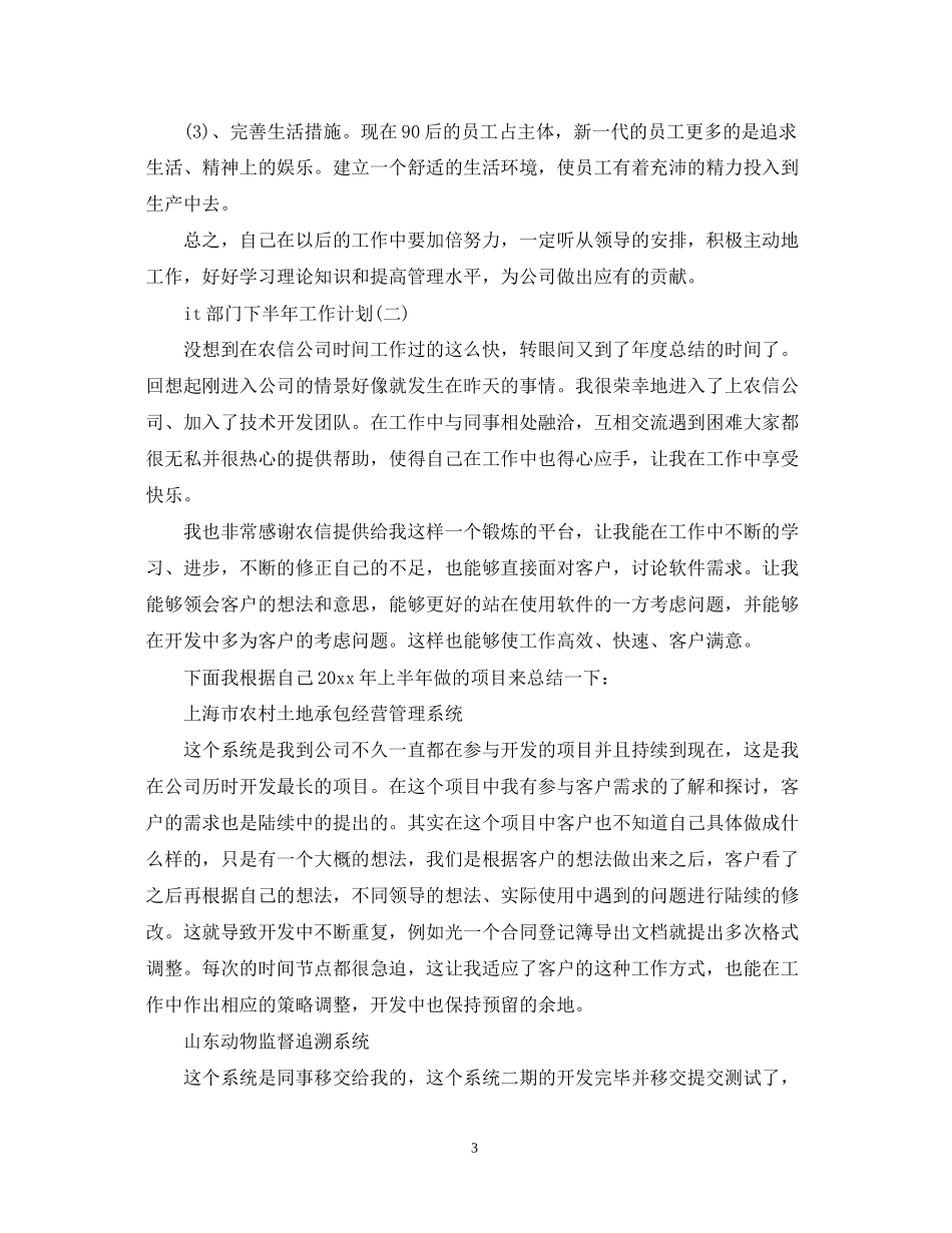 it部门下半年工作计划_第3页