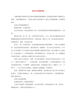 竞选小队委演讲稿 