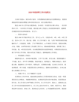 2020年经济师工作计划范文