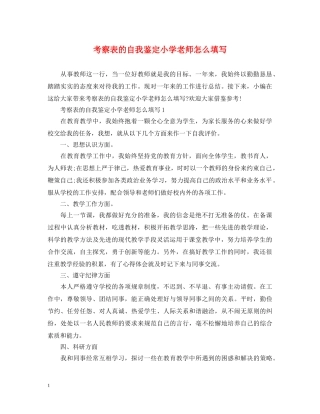考察表的自我鉴定小学老师怎么填写 