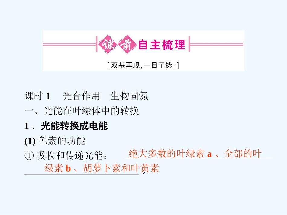 《金版新学案》2011高三生物一轮 课时1 光合作用　生物固氮课件 选修2_第3页