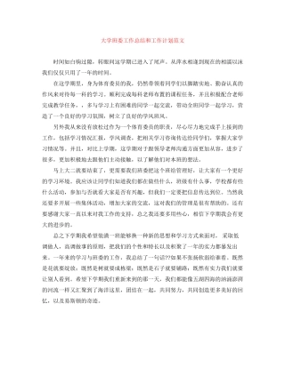 大学班委工作总结和工作计划范文